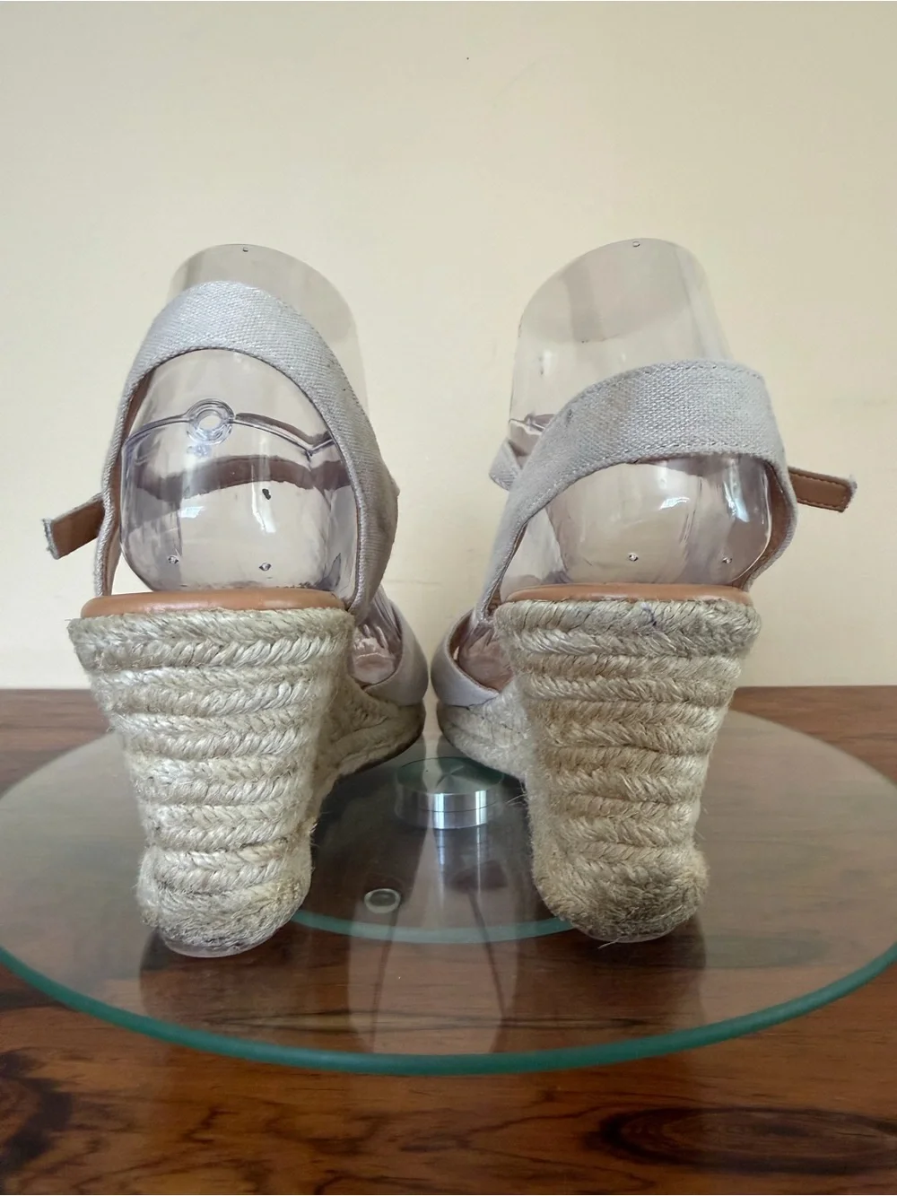 J. CREW Canvas Peep Toe Wedge Espadrille Shoes in size 8.5